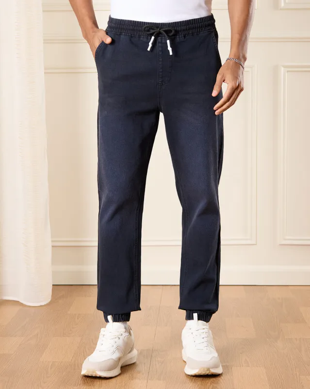 Men Navy Plain Basic Jogger sold by Redtag