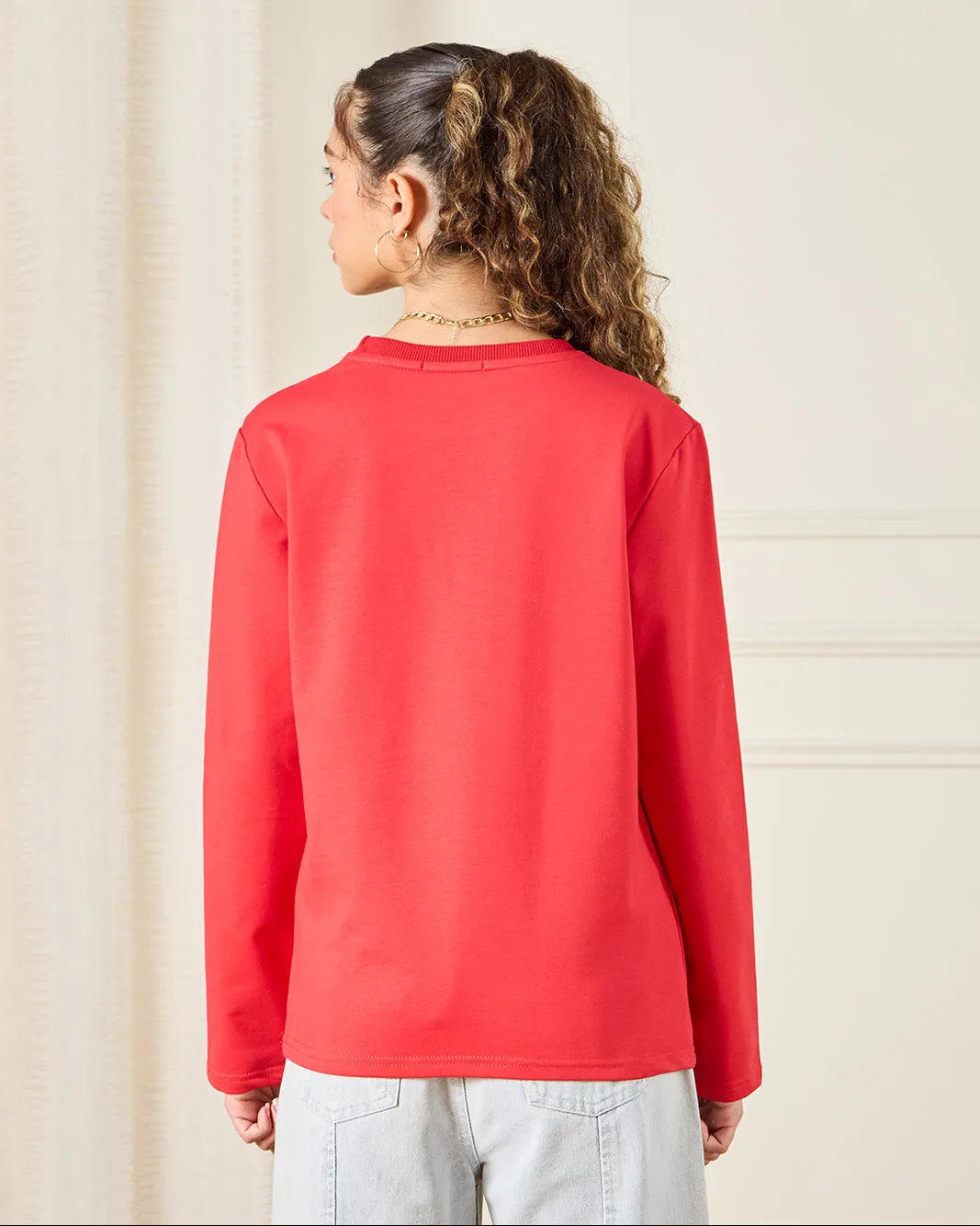 Senior Girls Red Solid T-Shirt sold by Redtag product image thumbnail 3