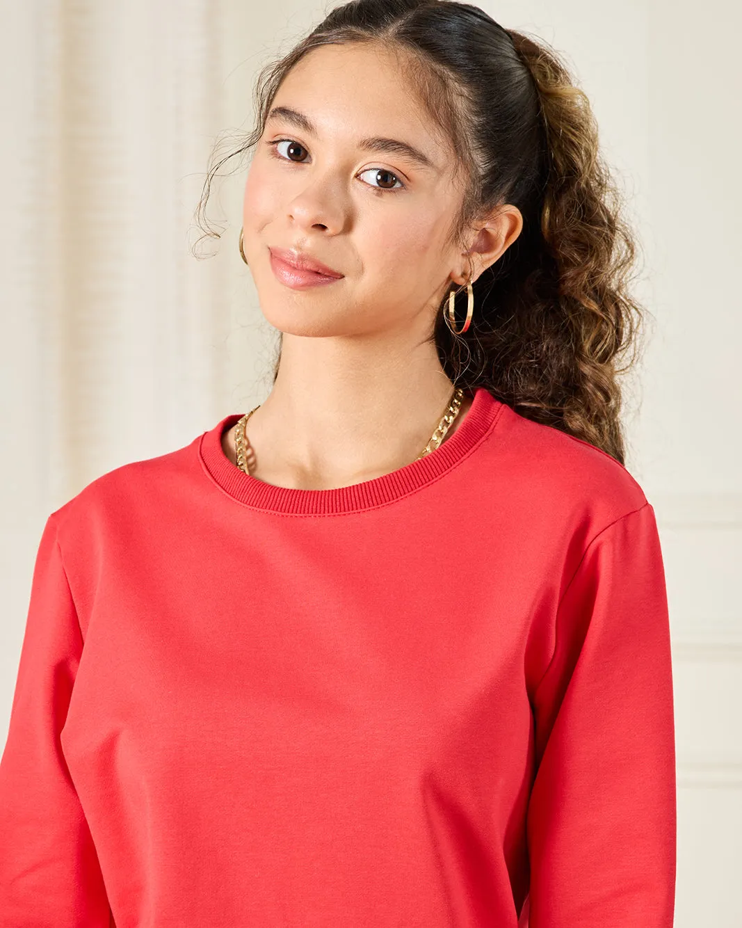 Senior Girls Red Solid T-Shirt sold by Redtag product image thumbnail 4