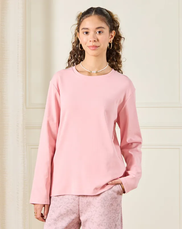 Senior Girls Pink Solid T-Shirt sold by Redtag