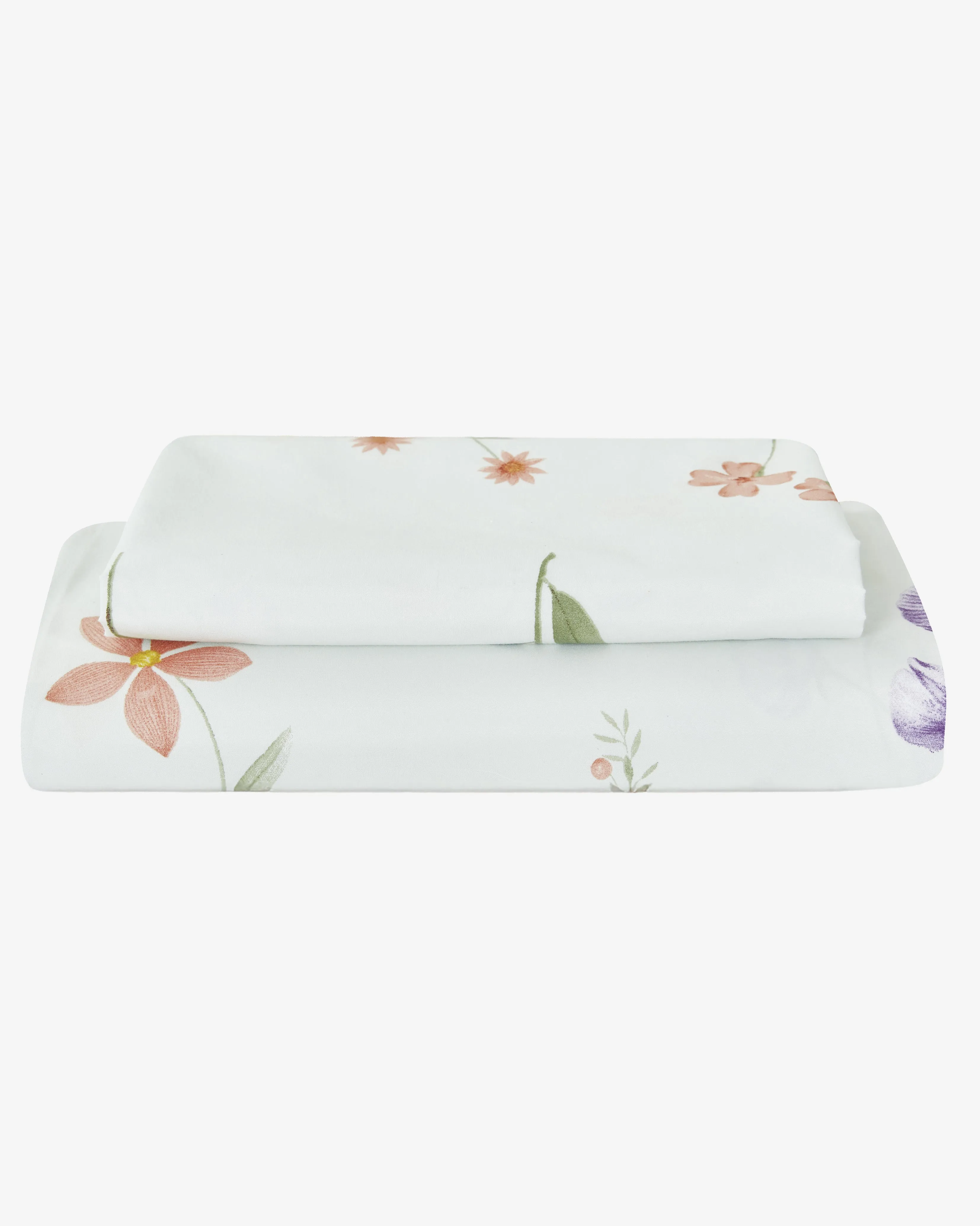 White 3 Piece Floral Printed Flat Sheet (King Size) sold by Redtag