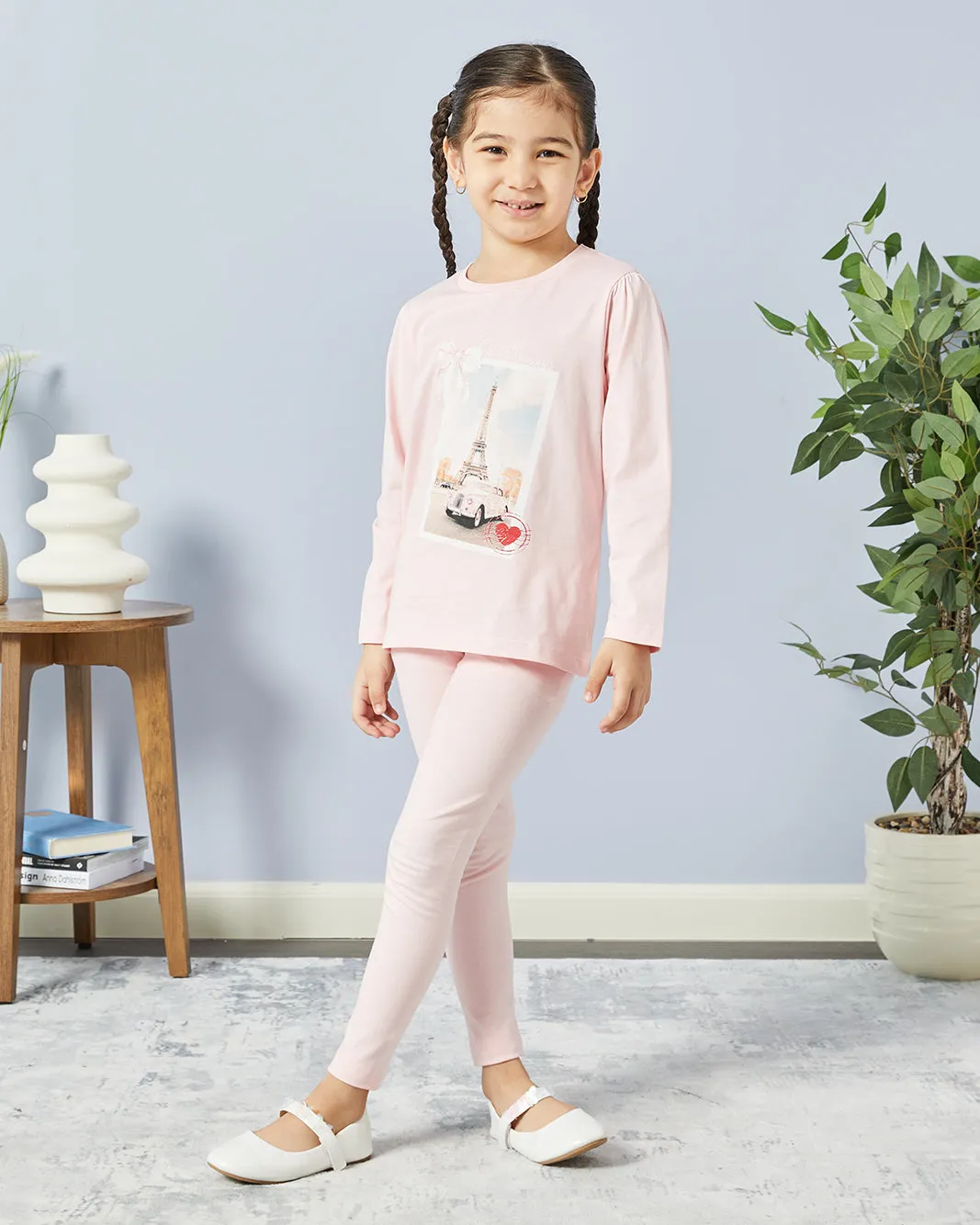 Girls Pink Placement Print Leggings sold by Redtag product image thumbnail 2