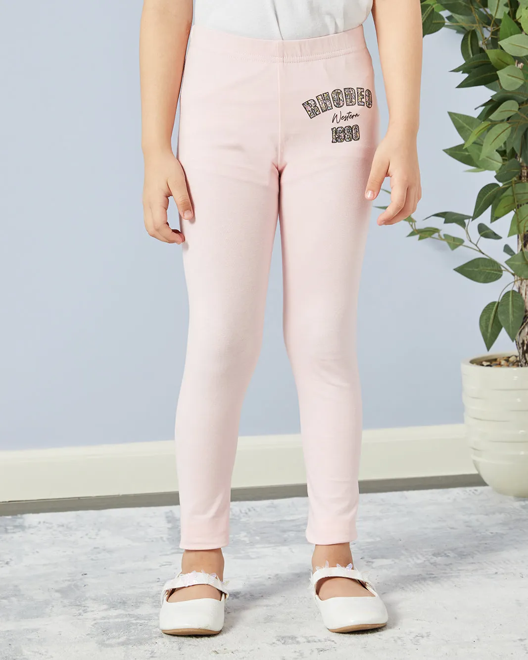 Girls Pink Placement Print Leggings sold by Redtag