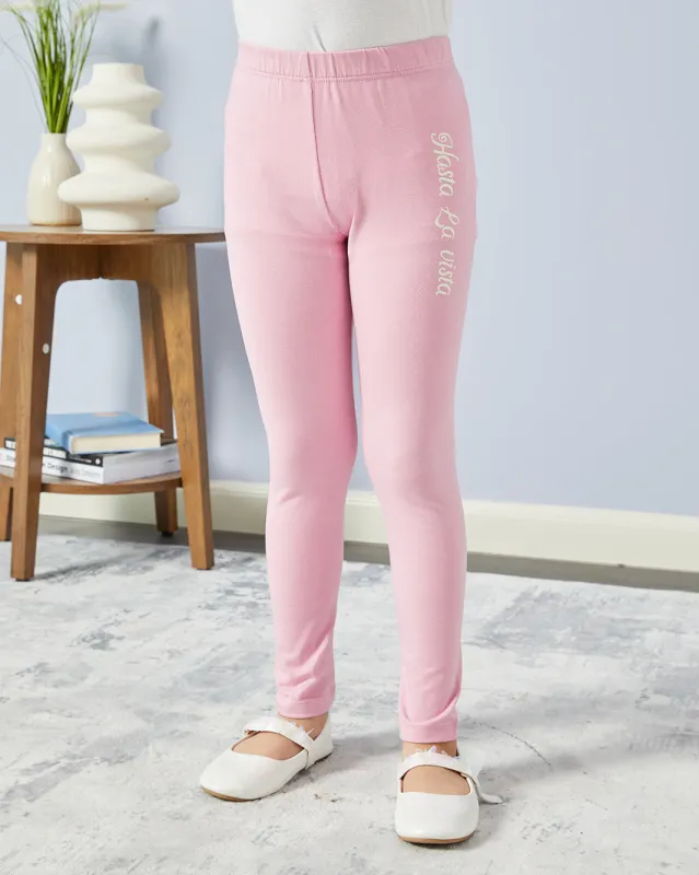 Girls Pink Placement Print Leggings sold by Redtag