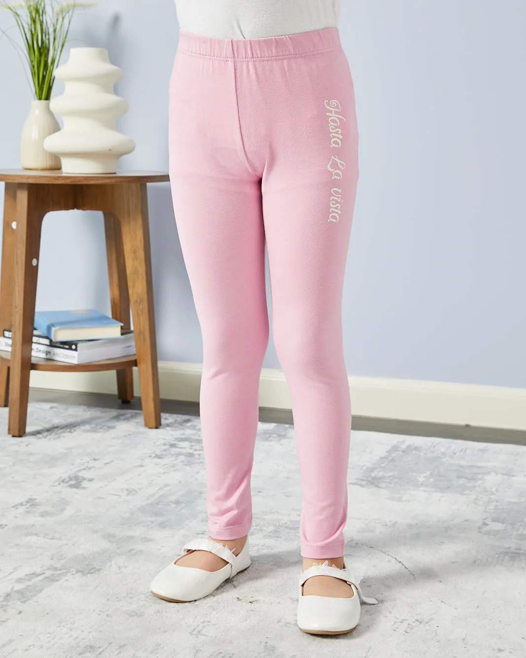 Girls Pink Placement Print Leggings sold by Redtag