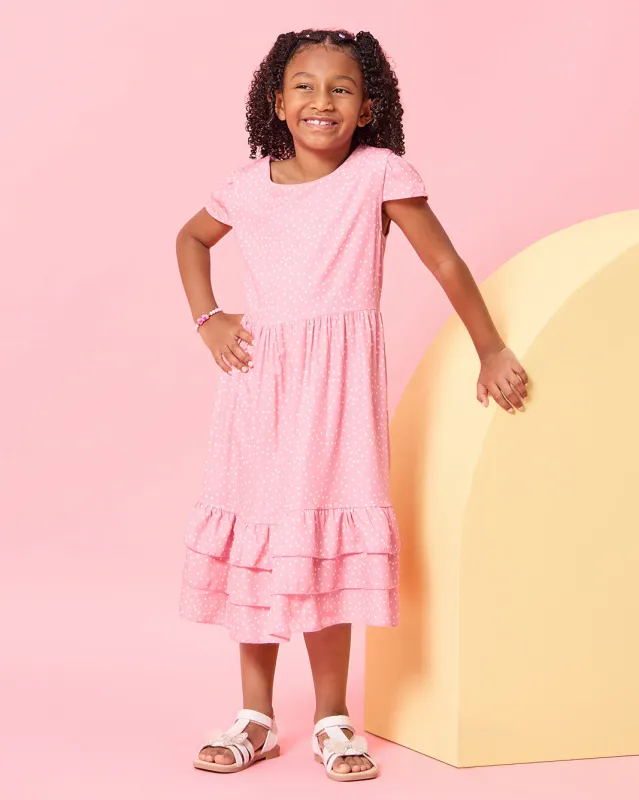 Girls Pink Ruffles Dress sold by Redtag