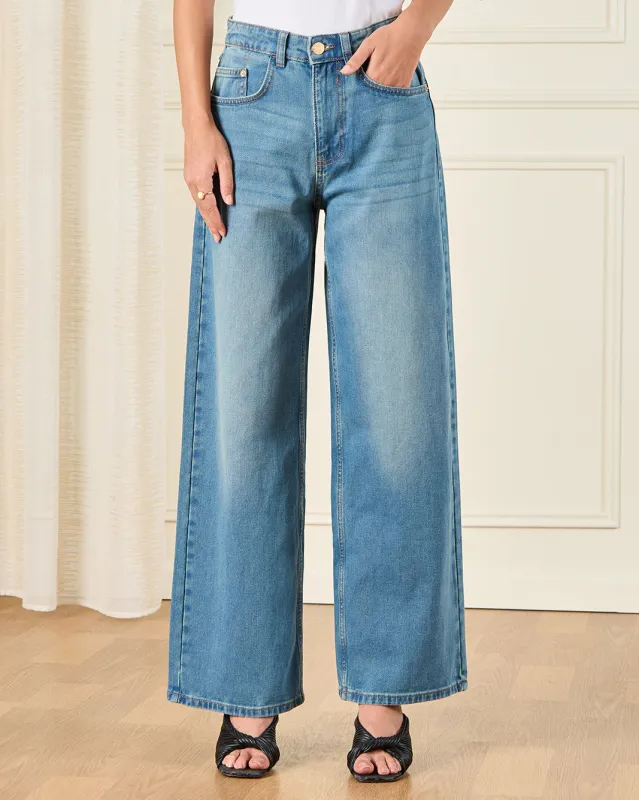 Women Blue Wide Leg Jeans sold by Redtag