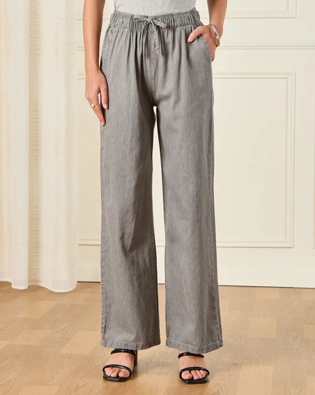 Women Grey Wide Leg Elasticated Jeans sold by Redtag