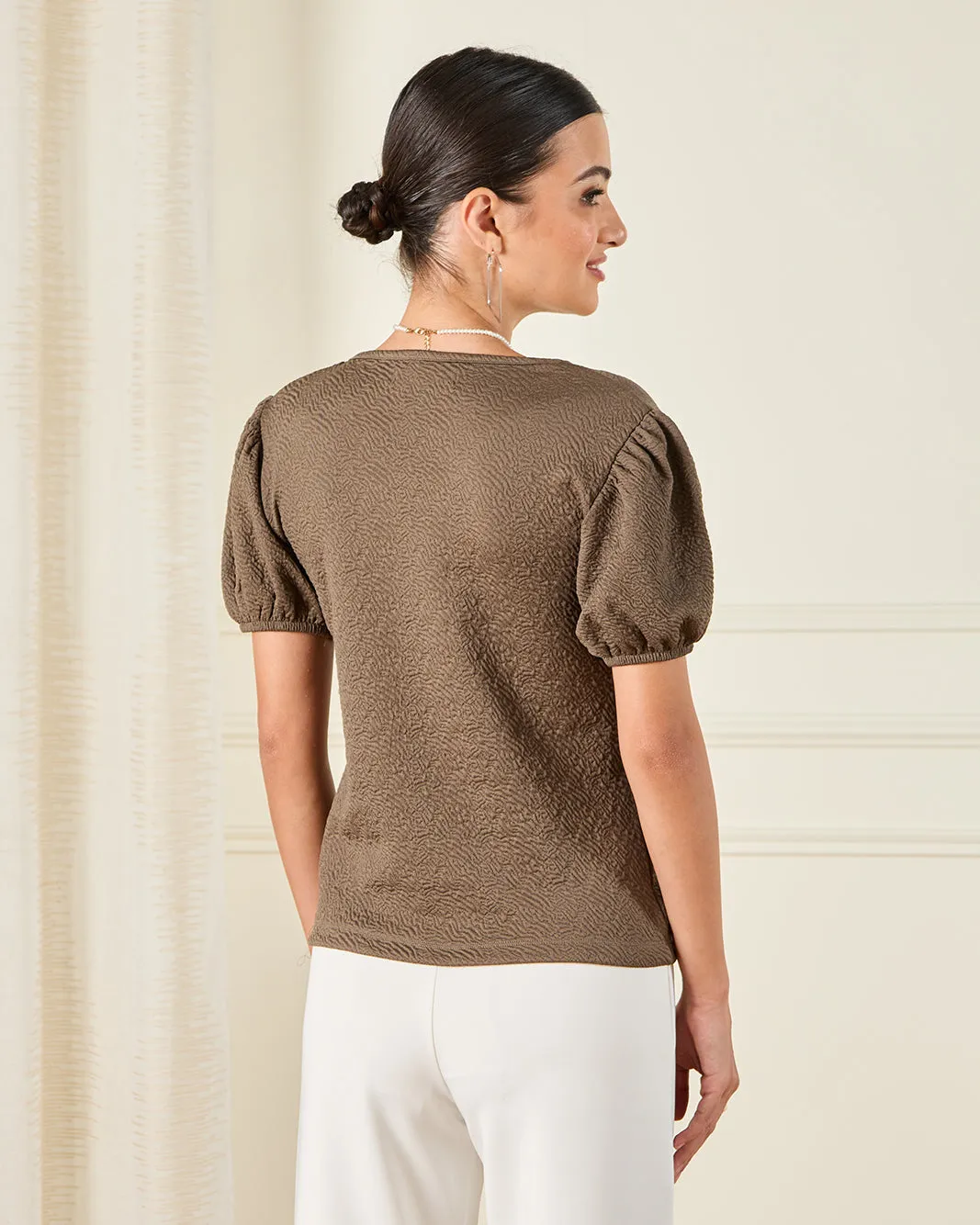 Women Beige Jacquard Top sold by Redtag product image thumbnail 3