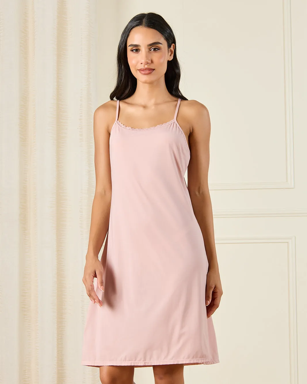 Women Pink Lace Embellished Chemise sold by Redtag