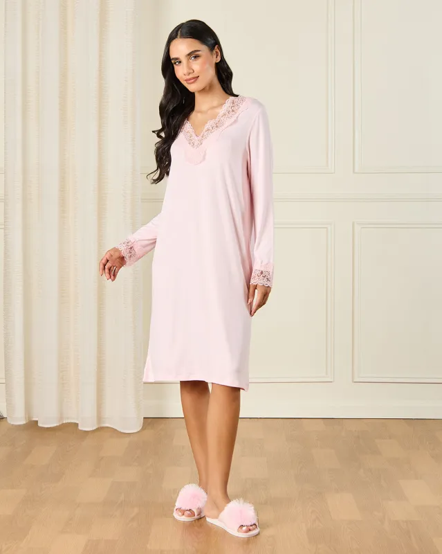 Women Pink Embellished Nightshirt sold by Redtag