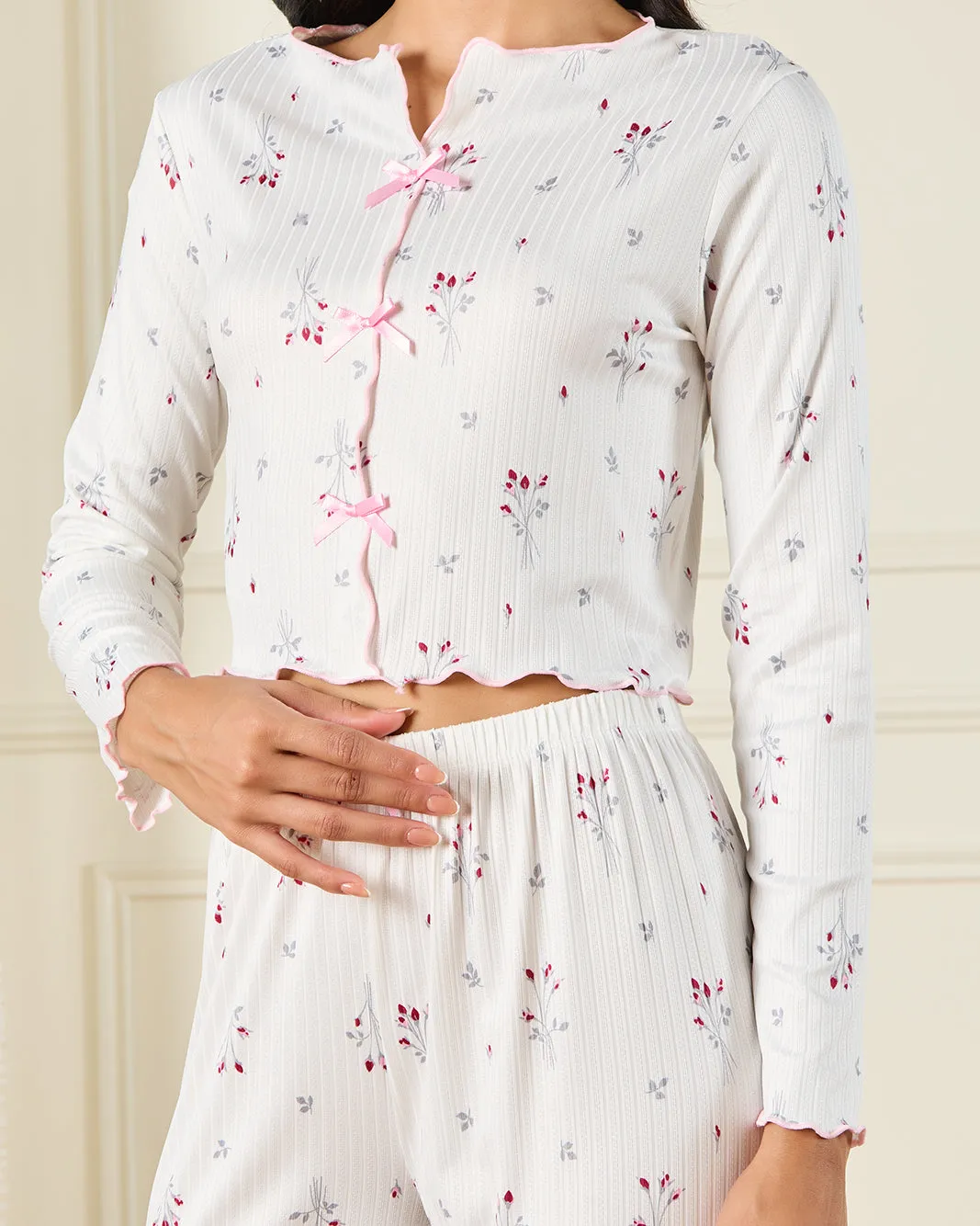 Women White Printed Pyjama Set (2 Piece) sold by Redtag product image thumbnail 4