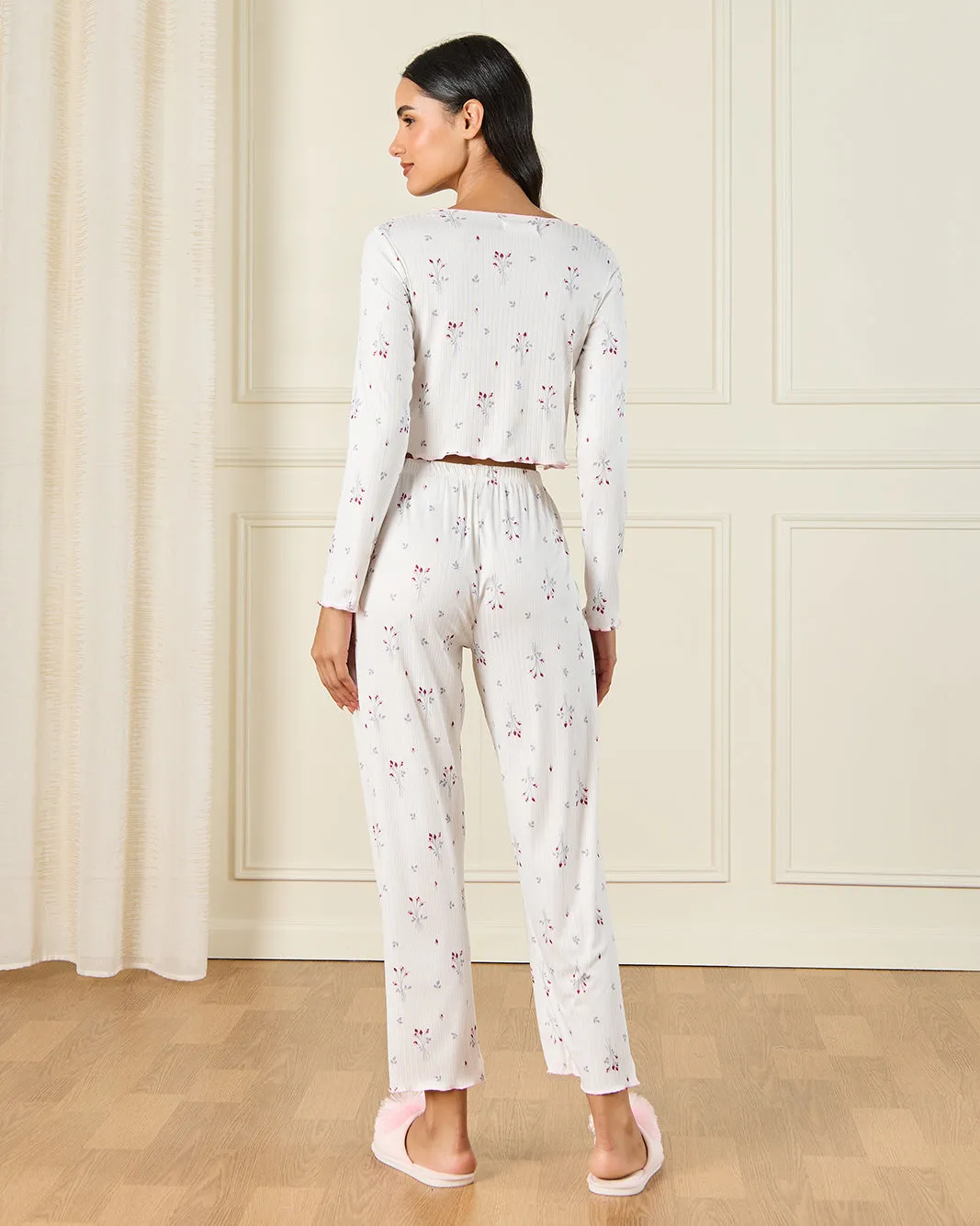Women White Printed Pyjama Set (2 Piece) sold by Redtag product image thumbnail 5