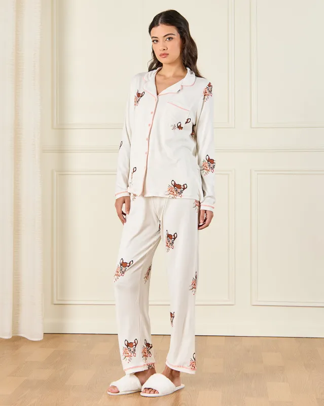 Women Ivory Classic Printed Pyjama Set (2 Piece) sold by Redtag