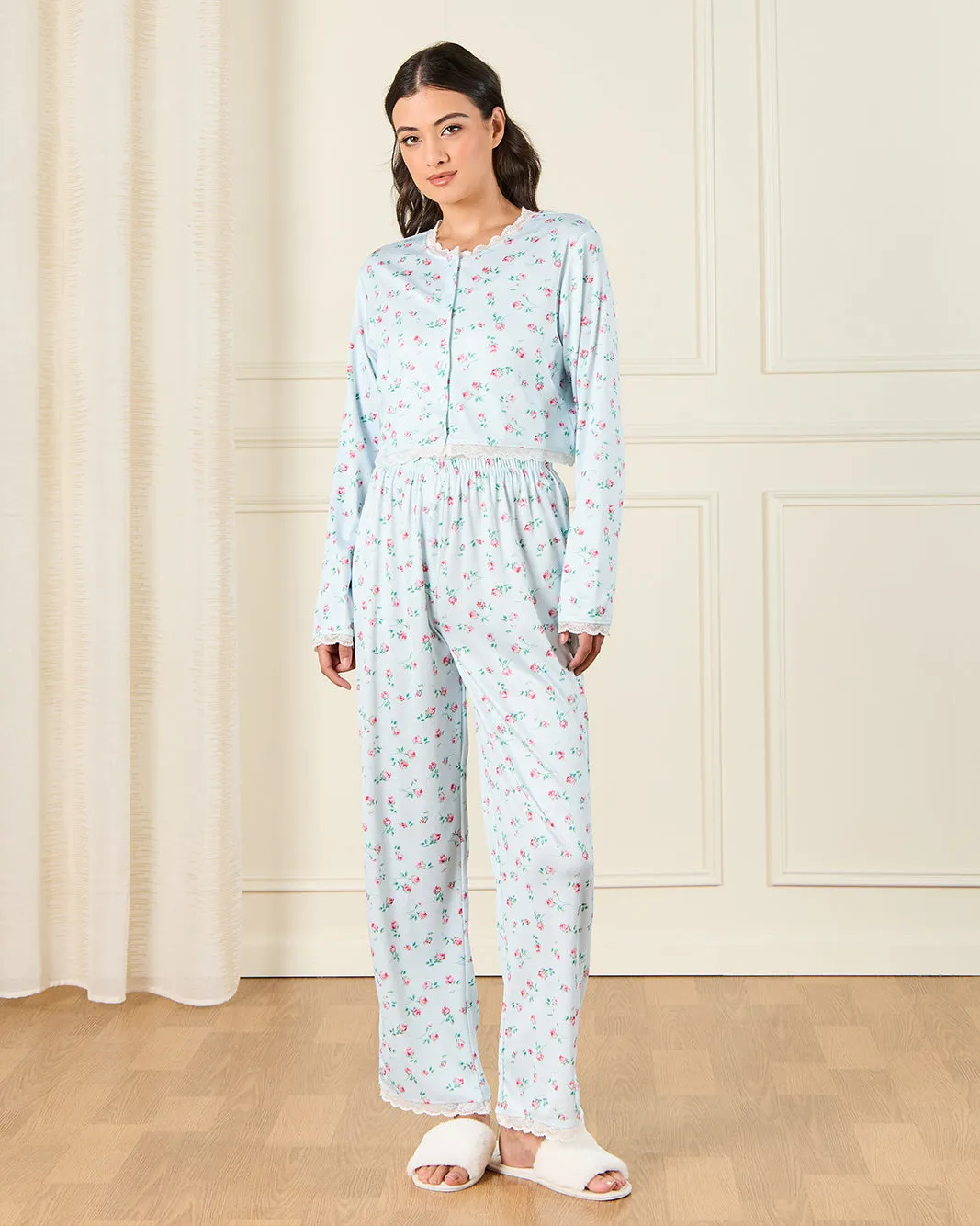 Women Blue Printed Pyjama Set (2 Piece) sold by Redtag