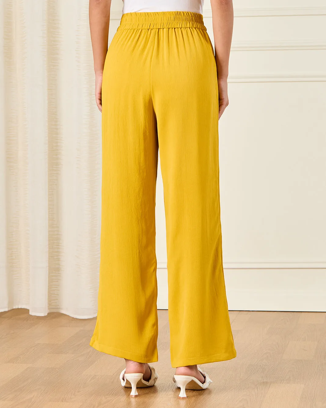 Women Yellow Wide Leg Trousers sold by Redtag product image thumbnail 3