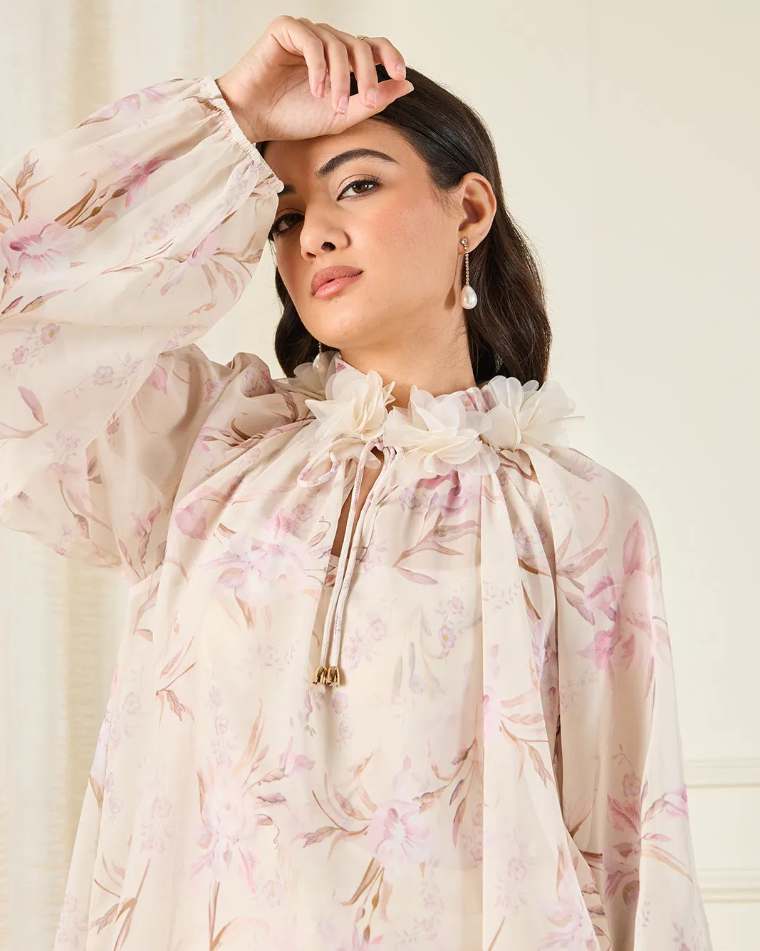 Women Cream Floral Embellished Blouse sold by Redtag product image thumbnail 4