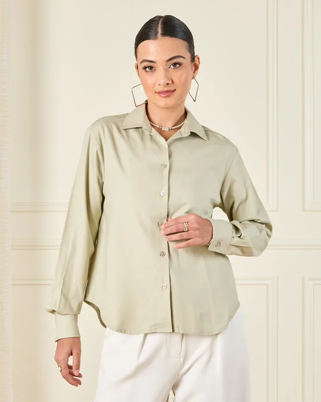 Women Beige Button Down Collared Blouse sold by Redtag