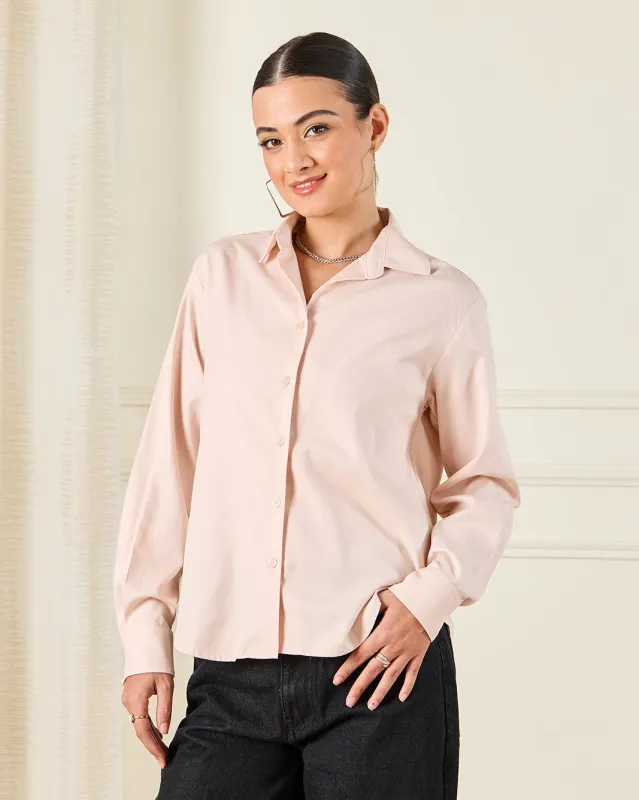 Women Pink Button Down Collared Blouse sold by Redtag
