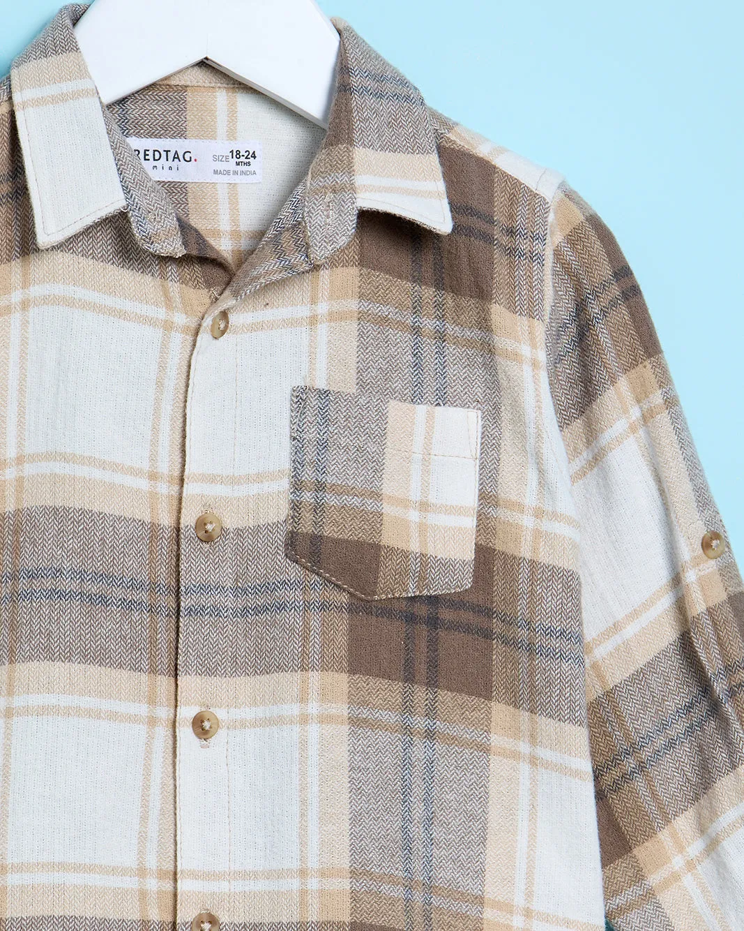Infant Boys White And Brown Checked Shirt sold by Redtag product image thumbnail 2