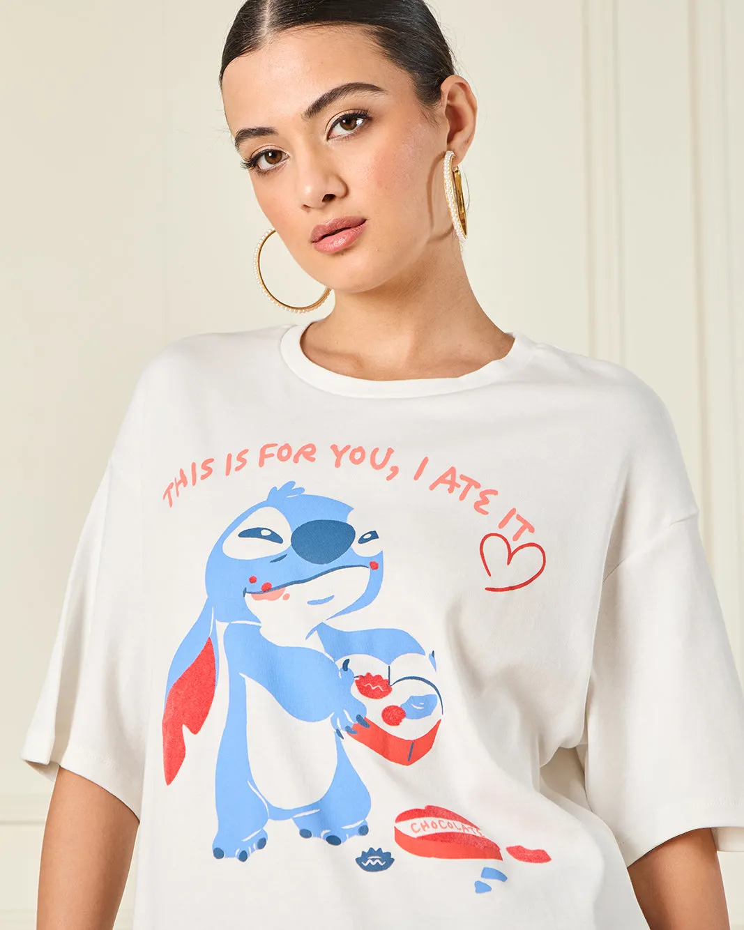 Women White Stitch Oversized T-Shirt sold by Redtag product image thumbnail 4