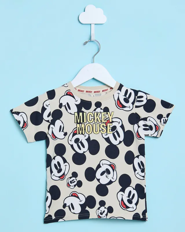Infant Boys Beige Mickey Mouse T-Shirt sold by Redtag