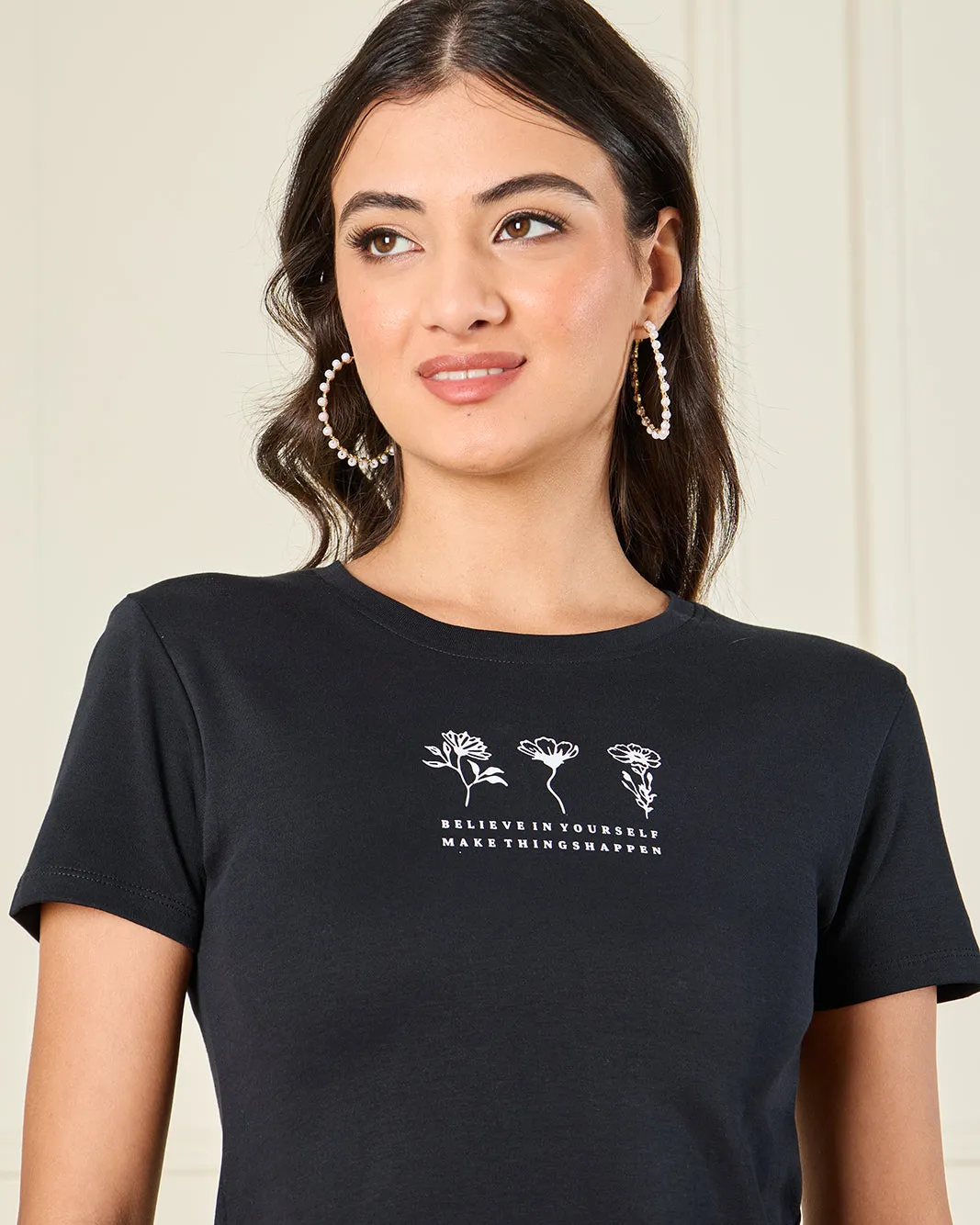 Women Black Printed T-Shirt sold by Redtag product image thumbnail 4