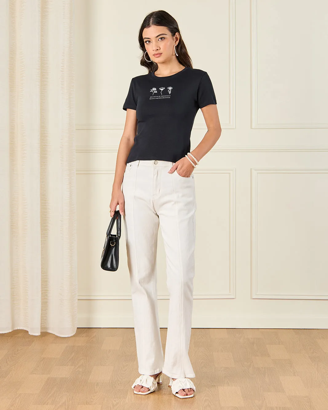 Women Black Printed T-Shirt sold by Redtag product image thumbnail 2