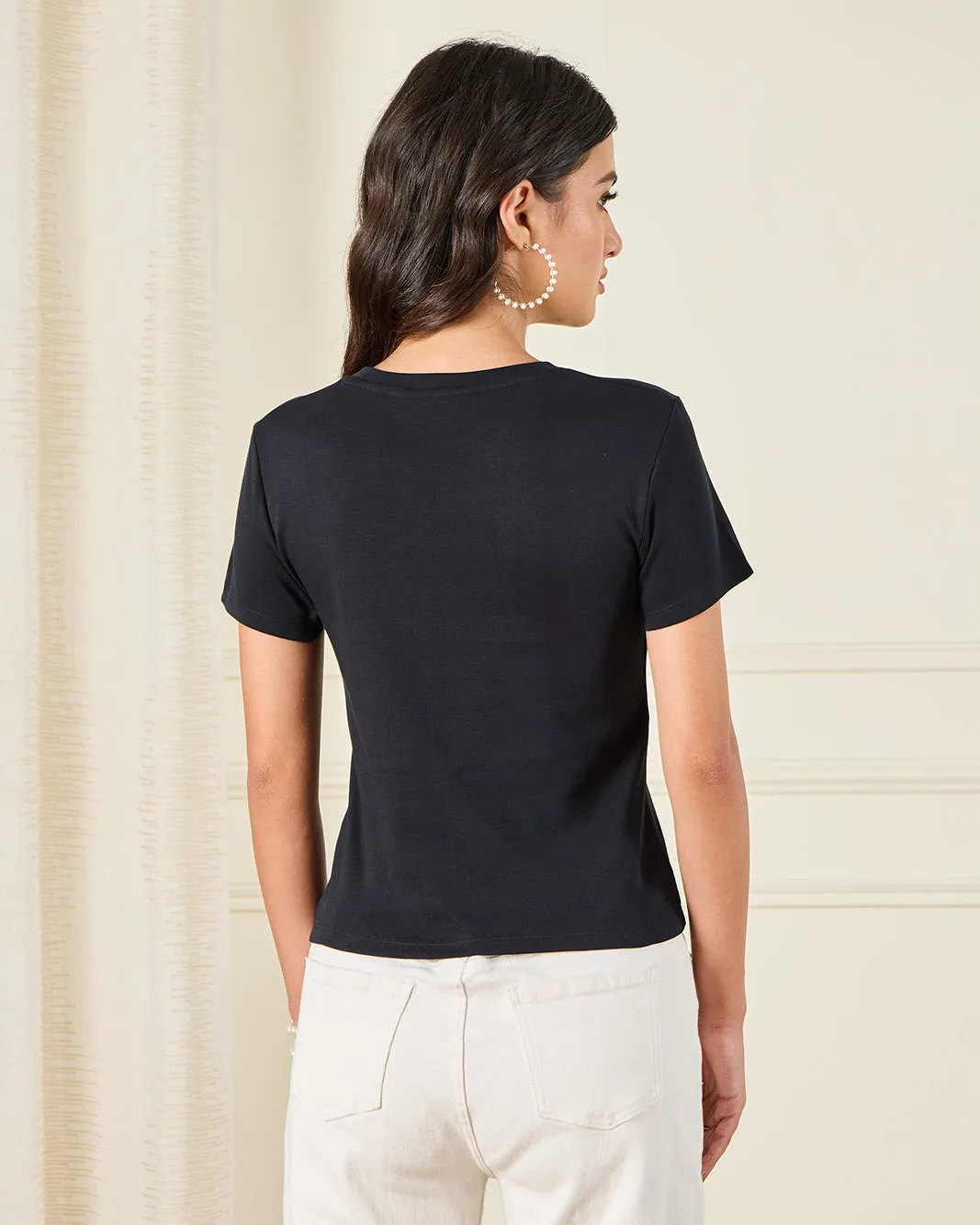 Women Black Printed T-Shirt sold by Redtag product image thumbnail 3
