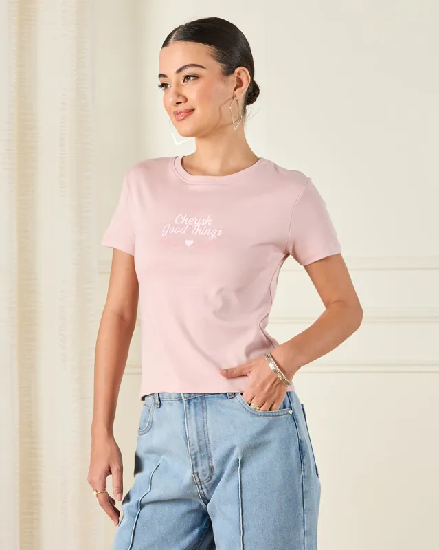Women Pink Printed T-Shirt sold by Redtag