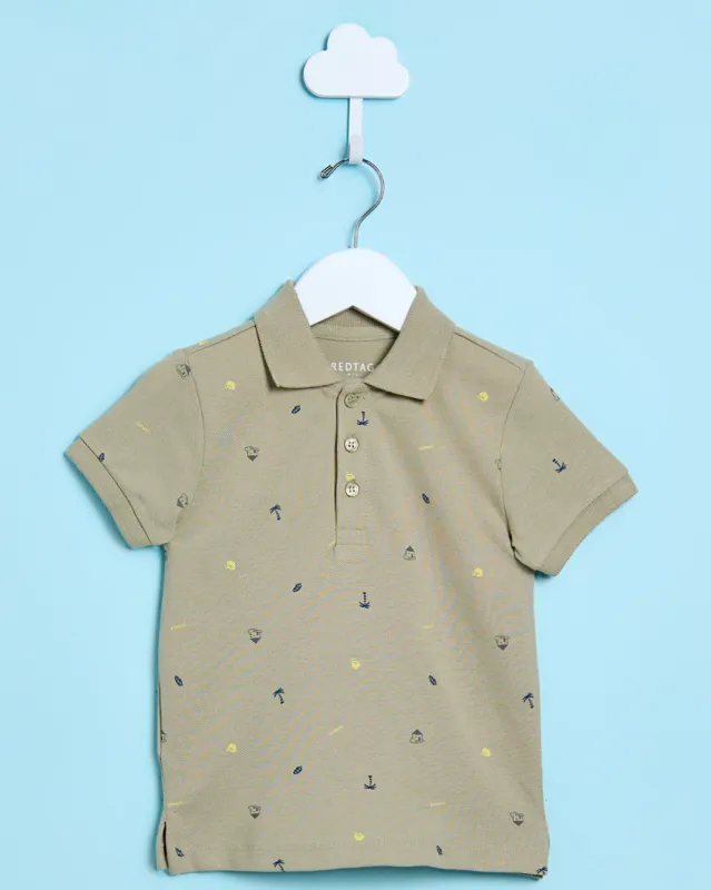 Infant Boys Green Printed Basic Polo T-shirt sold by Redtag