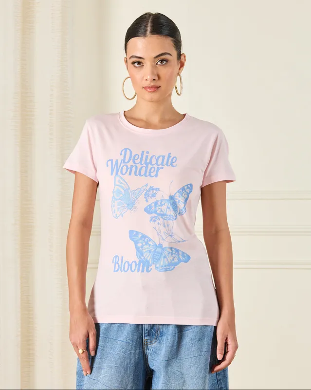 Women Pink Printed T-Shirt sold by Redtag