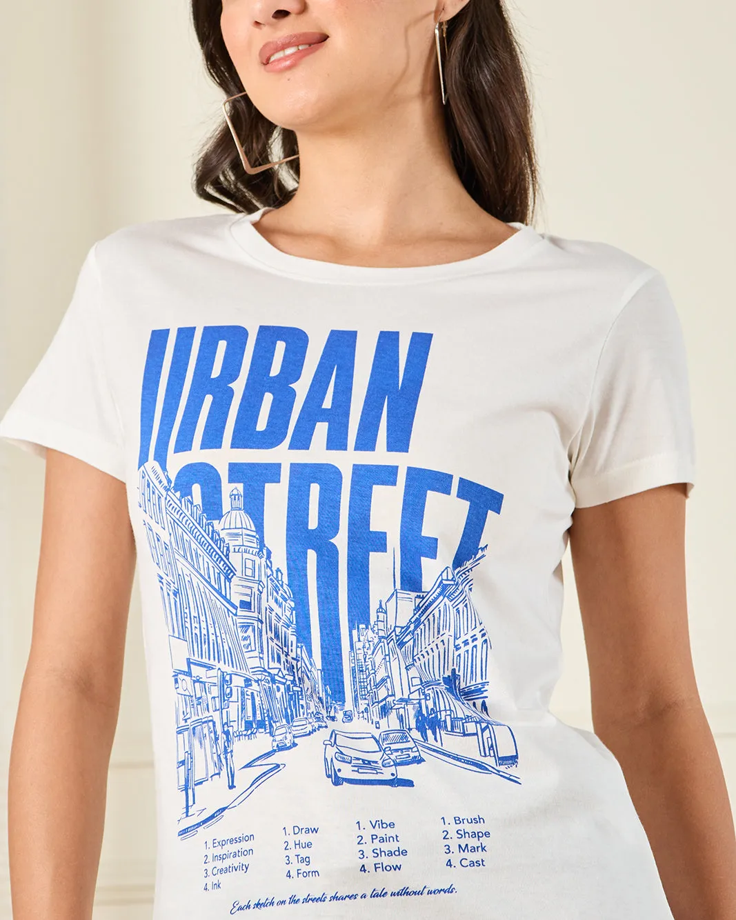 Women Ivory Printed T-Shirt sold by Redtag product image thumbnail 4