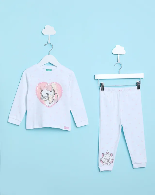 Infant Girls White Printed Pyjama Set(2 Piece) sold by Redtag