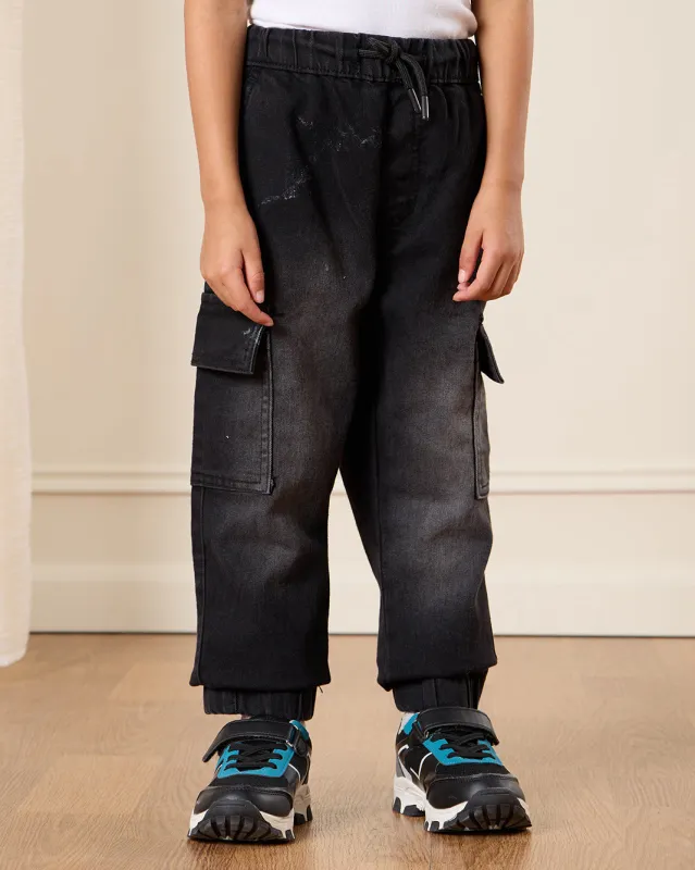 Boys Black Stretch Denim Jeans sold by Redtag