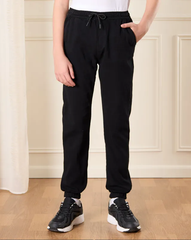 Senior Boys Black Stretch Denim Jogger Jeans sold by Redtag