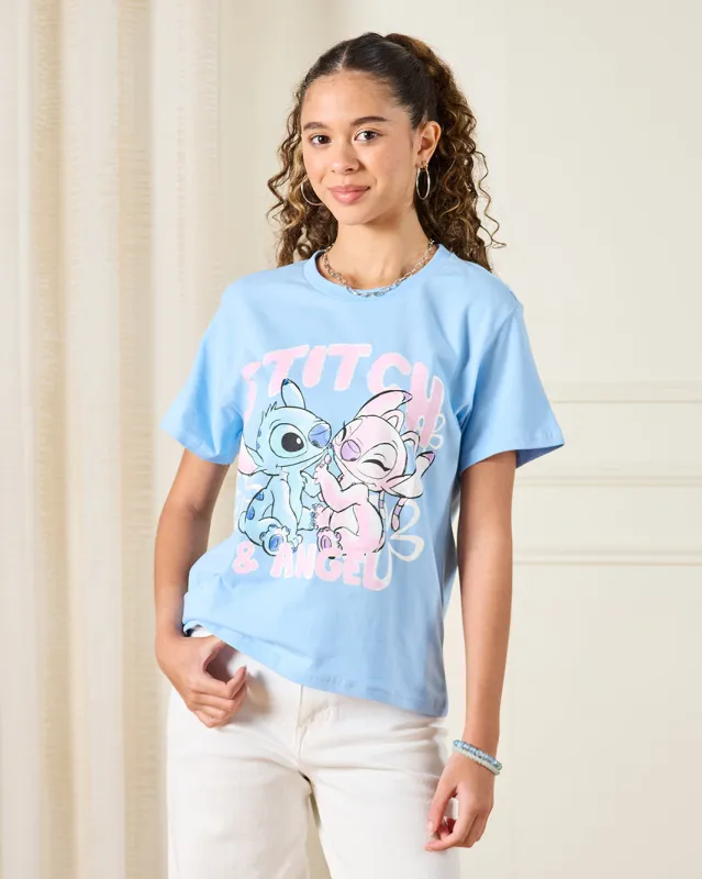 Senior Girls  Blue Stitch Character T-Shirt sold by Redtag