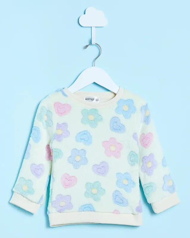 Infant Girls Yellow Textured Sweatshirt sold by Redtag