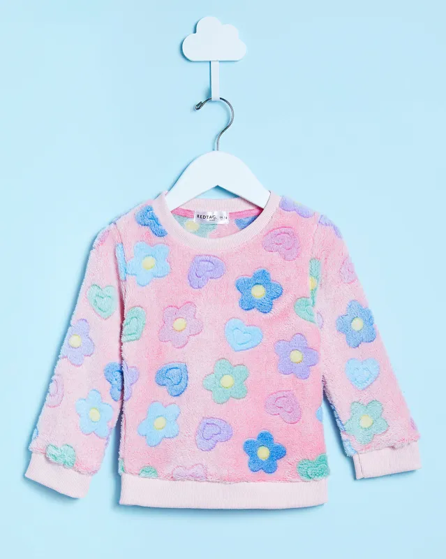Infant Girls Pink Textured Sweatshirt sold by Redtag