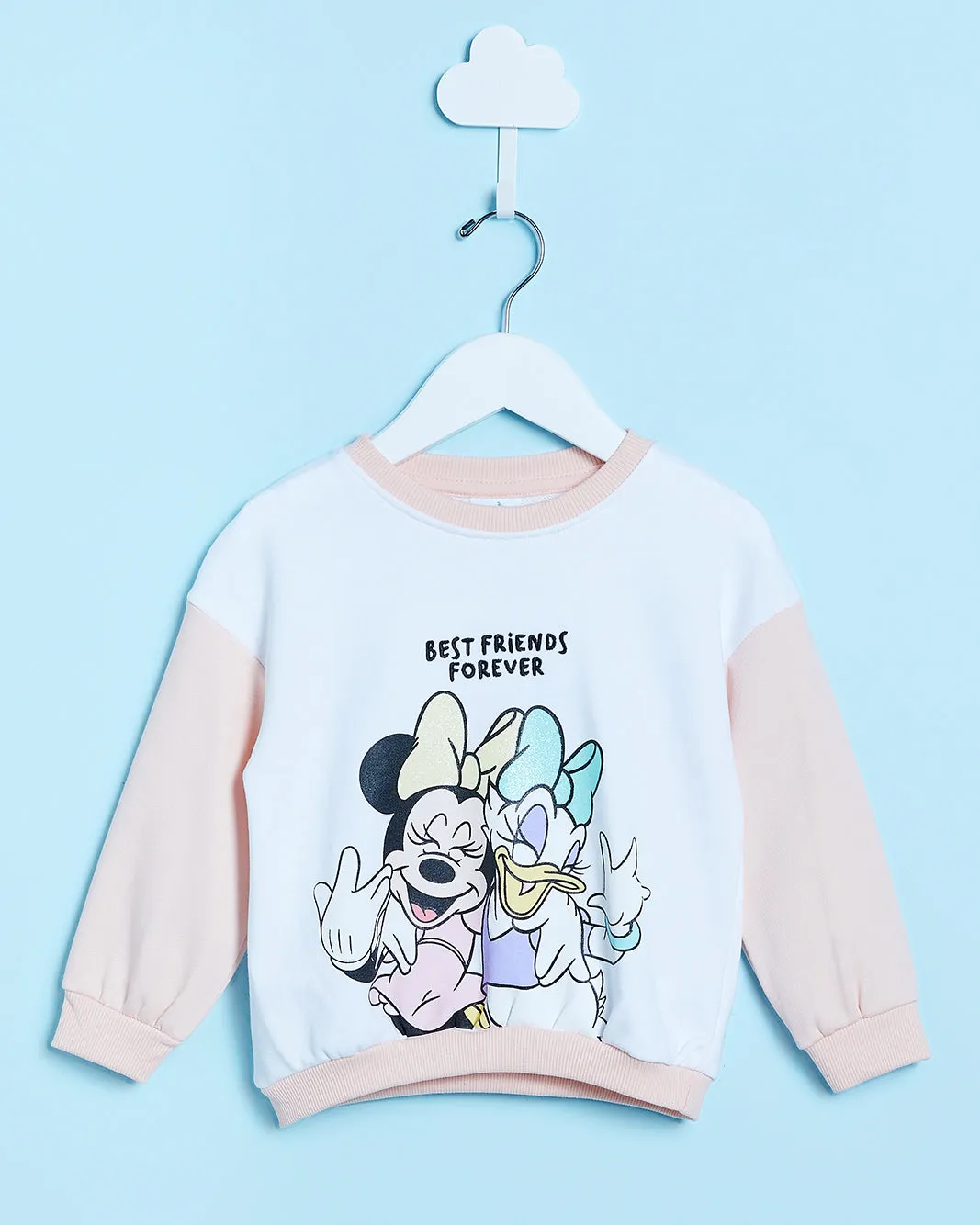Infant Girls White And Pink Daisy And Minnie Print Sweatshirt sold by Redtag