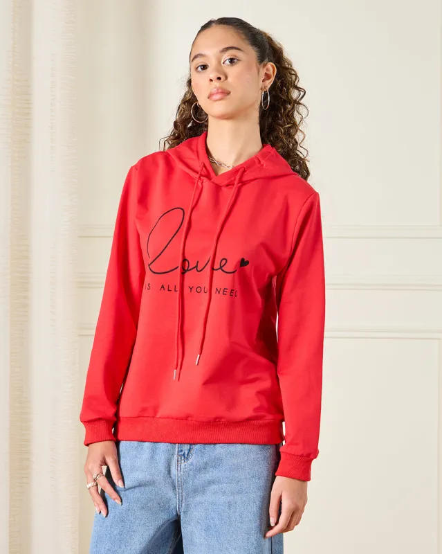 Senior Girls Red Love Print Sweatshirt sold by Redtag