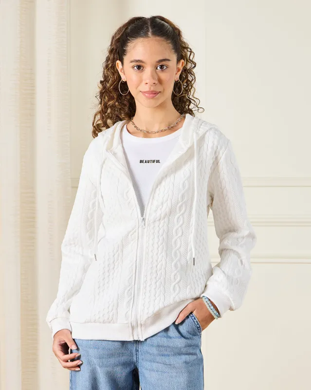 Senior Girls White Embossed Sweatshirt sold by Redtag