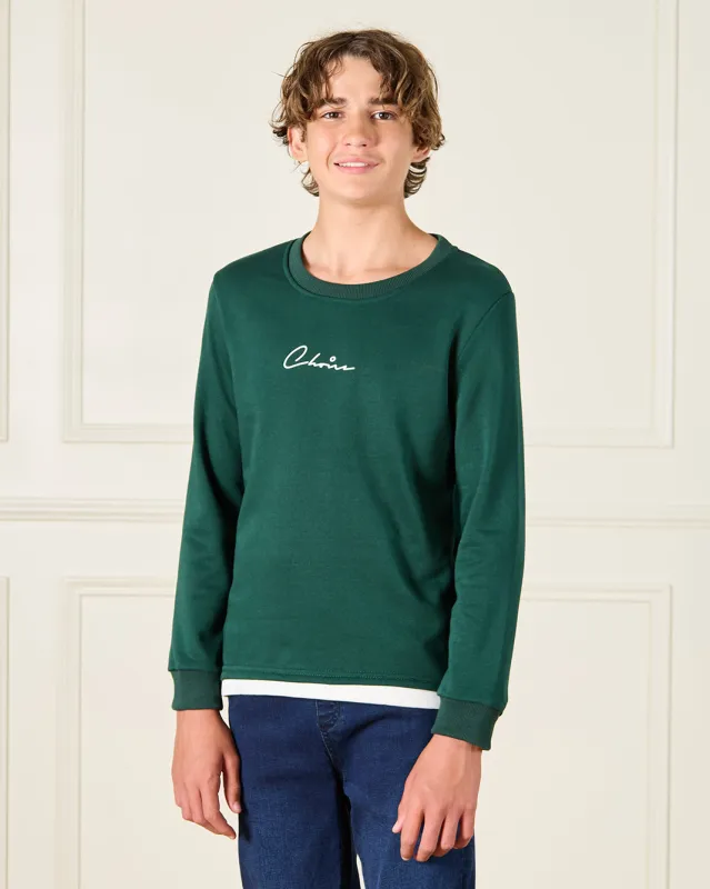 Senior Boys Green Long Sleeved Sweatshirt sold by Redtag