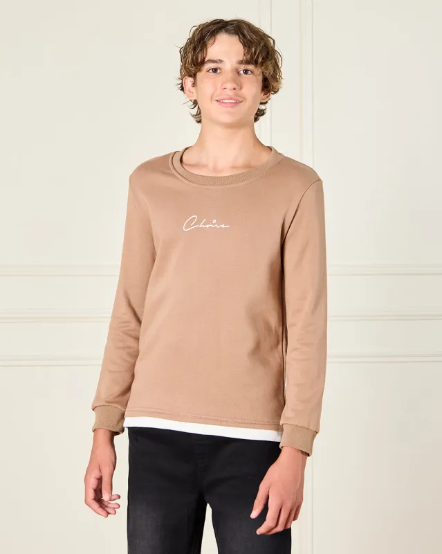 Senior Boys Beige Long Sleeved Sweatshirt sold by Redtag