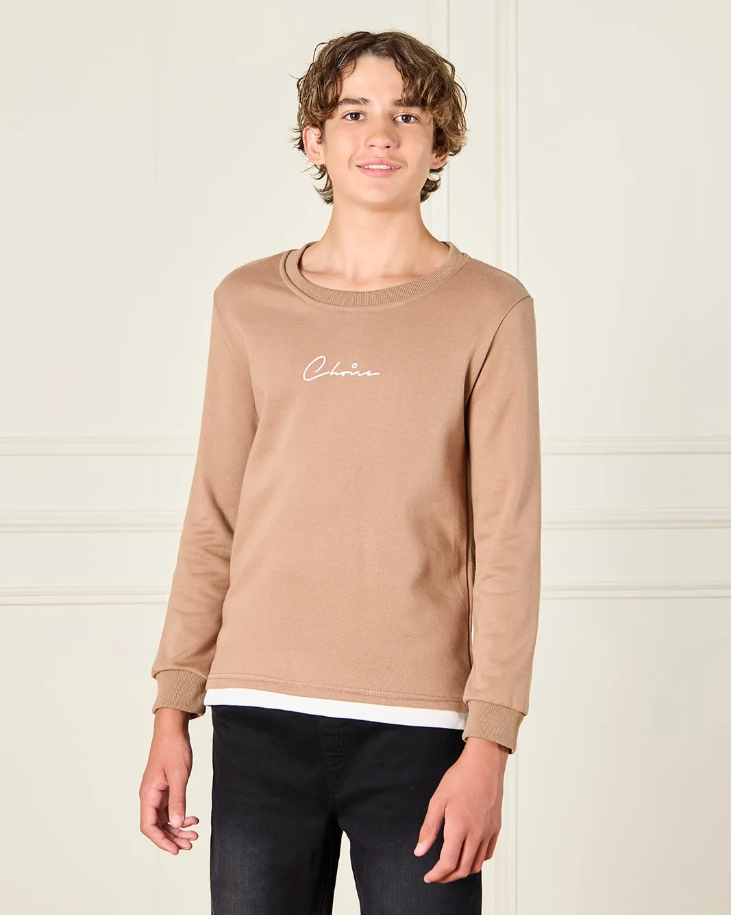 Senior Boys Beige Long Sleeved Sweatshirt sold by Redtag