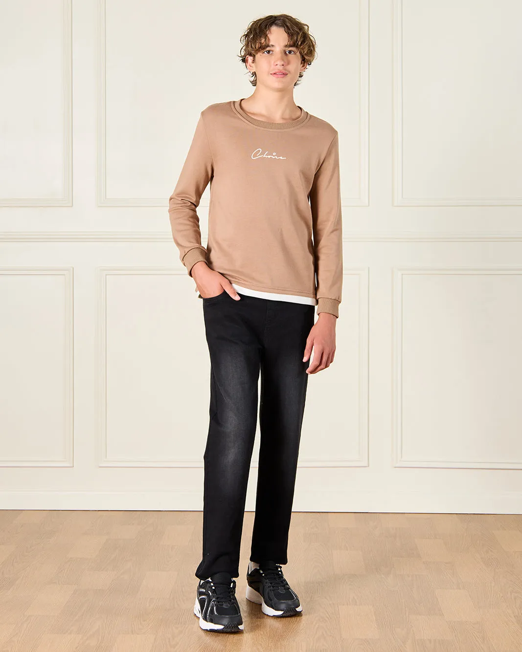 Senior Boys Beige Long Sleeved Sweatshirt sold by Redtag product image thumbnail 2