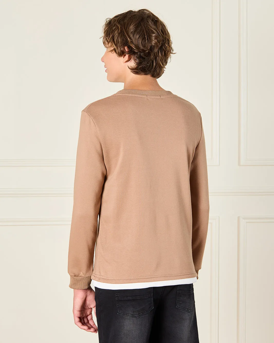 Senior Boys Beige Long Sleeved Sweatshirt sold by Redtag product image thumbnail 3