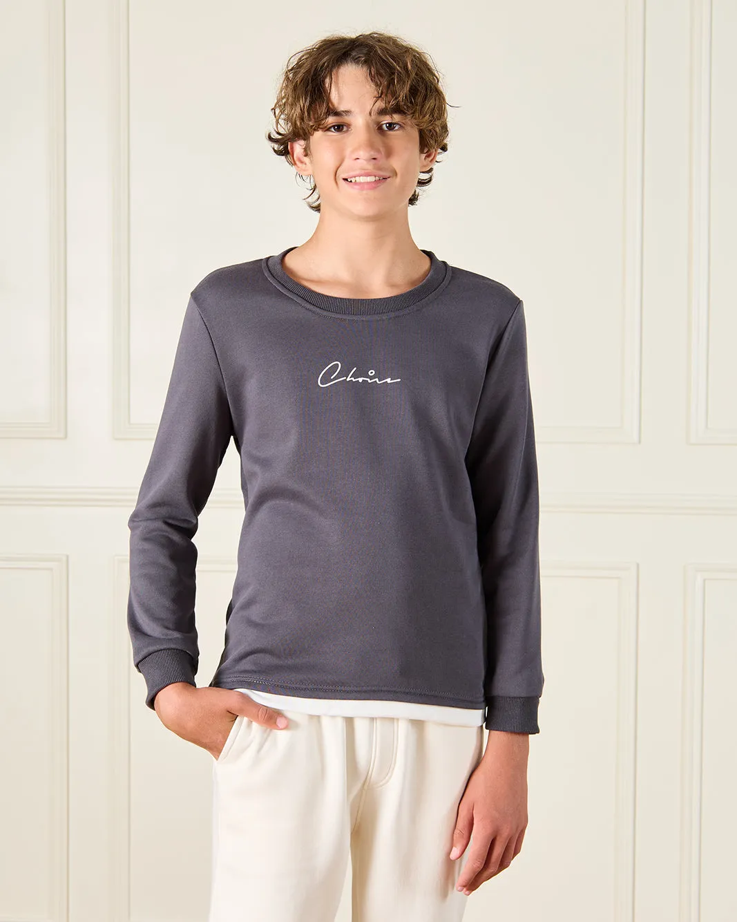 Senior Boys Charcoal Long Sleeved Sweatshirt sold by Redtag