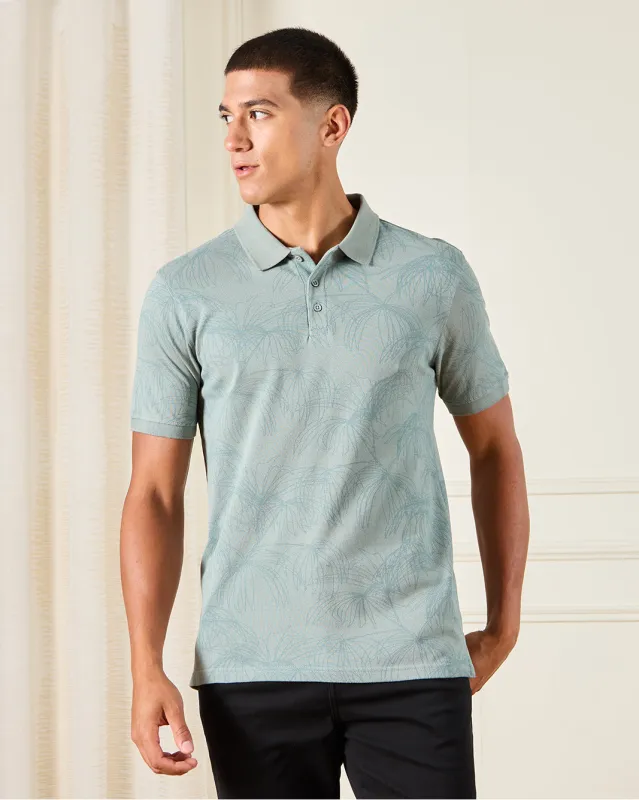 Men Green Printed Polo Shirt sold by Redtag