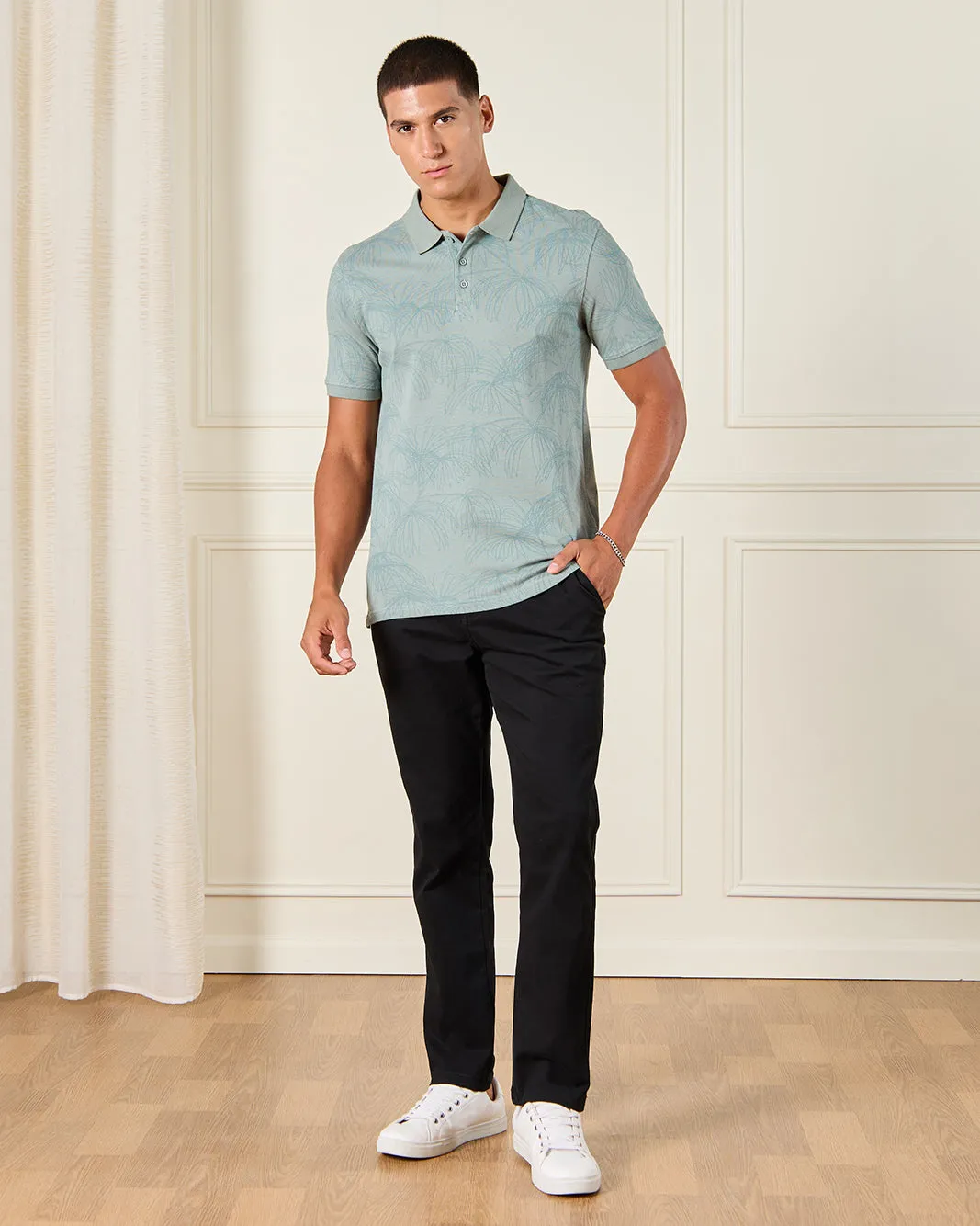 Men Green Printed Polo Shirt sold by Redtag product image thumbnail 2